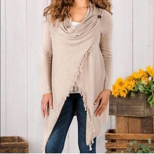 Matilda Jane Come On Over Cardigan Size Medium Fringe Tassel Hem